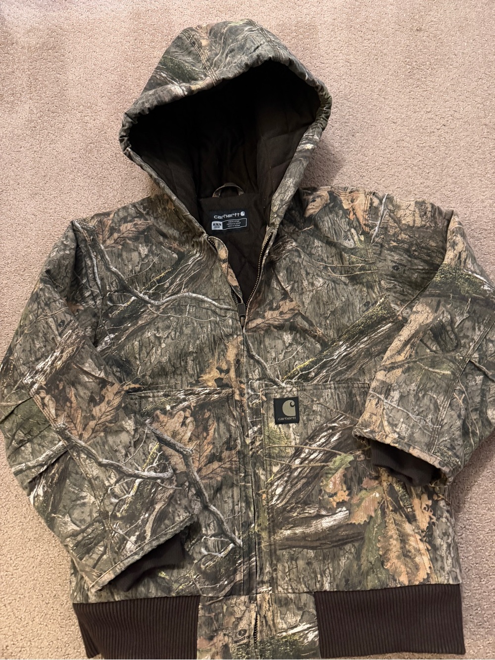 Carhartt Kids Camo Hooded Puffer Jacket - Brown & Green